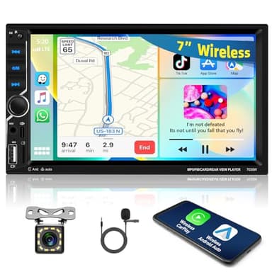 Motorsi 2 Din Carplay Car Stereo Bluetooth 5.1, 7 Zoll HD Touchscreen Autoradio Android Auto, Unterstützung MirrorLink, FM Radio, USB, AUX, Laden + Rückfahrkamera