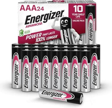 Energizer Advanced - AAA Batterien (24 Stück) - 1,5V Alkali-Batterien - Leistungsstark und Langlebig - Made in EU - 100% plastikfreie Verpackung - 10 Jahre lagerfähig [Exklusiv bei Amazon]