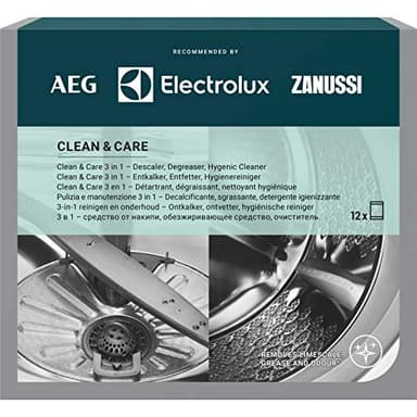AEG M3GCP400 9029799195 Clean and Care - für Waschmaschine und Geschirrspüler (Inhalt 12 Stück) 3‑in‑1 Reinigung und Pflege Entfettungs-, Entkalkungs- und Hygienemittel