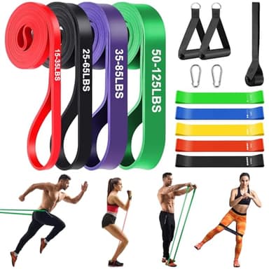 Resistance Bands Set mit 11 Stück, Widerstandsbänder krafttraining mit Türanker und Handgriffen und Fitnessbänder - Gymnastikband Klimmzugband für Physiotherapie, Yoga, Pilates, für Männer und Frauen