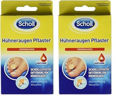 Scholl Hühneraugenpflaster zum Hühneraugen Entfernen - enthält 4 Hühneraugenpflaster und 4 Druckschutzpflaster - zur sofortigen Schmerzlinderung - dermatologisch getestet und wasserfest, 8 stück