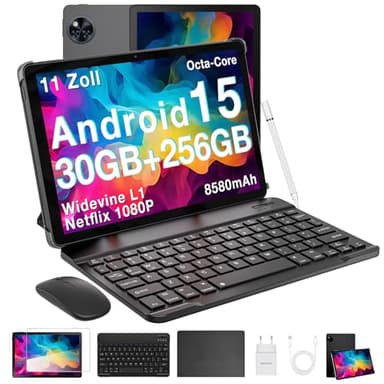 DOOGEE U11 Pro Android 15 Tablet 11 Zoll, 30GB+256GB (2TB TF) Netflix 1080P Gaming Tablets, 8580mAh, 90Hz Display,5G WiFi, T7200 Octa Core, 13MP+5MP, Tablet mit Tastatur, Stift, Maus, Hülle