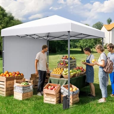 DWVO Pavillon 3x3M | 4er Set Sandsäcke, Pop Up Faltpavillon stabil & höhenverstellbar UV Schutz 50+,Gartenzelt Partyzelt für Terrasse Strand Camping Markt Festival Hellweiß verbessert