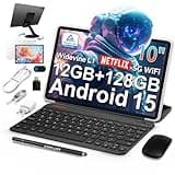 TECLAST P30T Android-15-Tablet 10+Zoll Tablets mit Tastatur 10-Teiliges Set, 12GB RAM+128GB ROM(4TB TF), 2.4G+5G WLAN, Unisoc Octa-Core A75 CPU, Widevine L1/GPS/6000mAh/BT5/3.5MM/10 Accessoires [2025]