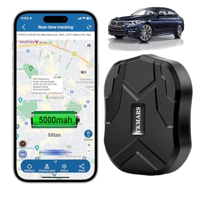 TKMARS GPS Tracker Ohne ABO Auto GPS Tracker mit Kostenloser App, Kein Abonnement Erforderlich, 90 Tage über Standby-Zeit, Starke Magnetische Wasserdicht. 5000mah