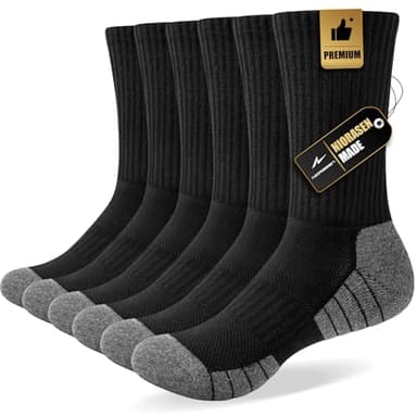 Niorasen Socken Herren Damen, 6 Paar Atmungsaktive Wandersocken Tennissocken Sportsocken, Baumwolle Gepolsterte Hochleistung Laufsocken Arbeitssocken, 43-46 39-42 35-38 47-50
