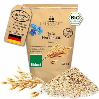 Deutsche Bio Haferkleie 2,5Kg mit Keim Proteinreich hoher Ballaststoffgehalt Bioland