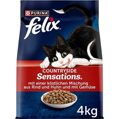 FELIX Countryside Sensations Katzenfutter trocken, mit Rind und Huhn, 1er Pack (1 x 4kg)