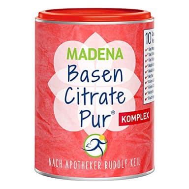 MADENA Premium BasenCitrate Pur Komplex nach Apotheker Rudolf Keil, Citrat-Basenpulver vegan 240g, das Original mit 100% organischen Basen, viel Magnesiumcitrat, Zink, Kalium, Calcium, Acerola