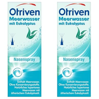 Otriven Meerwasser Nasenspray mit Eukalyptus befreit die verstopfte Nase bei Schnupfen durch eine natürlich abschwellende Wirkung, 20 ml (Packung mit 2)