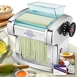 Moongiantgo Nudelmaschine Elektrische Edelstahl mit 9 Einstellbare Dicke 0,5-5mm Für Lasagne, Ravioli, Spaghetti und Tagliatelle -Machen Sie frische Nudeln in 20 Minuten (Nudelgröße: 2,5 mm, 4 mm)