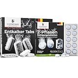 CLENESSO Power Pflegeset Entkalkungstabletten Kaffeevollautomat (50 Stück) + 2 Phasen Reinigungstabletten (40 Stück) – Kompatibel mit Jura, Siemens, Krups, uvm. – für optimale Pflege