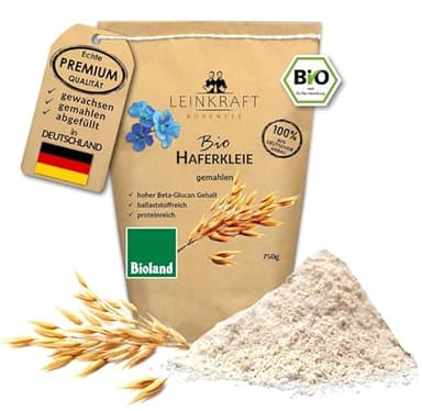 Deutsche Bio-Haferkleie gemahlen feines Mehl mit Keim Proteinreich 750g hoher Ballaststoffgehalt