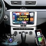 NHOPEEW 2+64G Android 13 Autoradio für VW Passat b6/b7 Golf Polo Seat Touran Sharan Skoda Caddy Fabia Octavia mit Carplay&Android Auto - 9 Zoll Radio Unterstützung WiFi GPS SWC + Rückfahrkamera&Mic