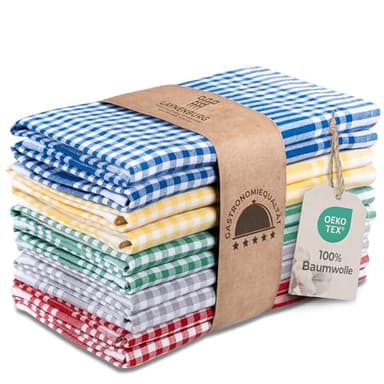 LAYNENBURG 10er-Set Premium Geschirrtücher kariert - 100% Baumwolle - 45x65 cm & Aufhänger - Oeko TEX Standard 100 - Küchentücher fusselfrei & modern - Vintage Küchenhandtücher (Mehrfarbig)