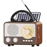 Radio Tragbar AM/FM/SW Outdoor Solar Retro Radio mit Bluetooth Lautsprecher Klein mit Stromkabel,Küchenradio Büro Handyständer Unterstützt USB/TF/AUX Funktion für Wandern Camping Geschenke für Männer