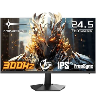 Minifire Gaming Monitor 24.5 Zoll, 240Hz/300Hz, 1Ms, FHD, FreeSync, IPS-Panel, HDR Ready,sRGB 120%, Eye-Care, HDMI 2.0 & DisplayPort 1.4, VESA 75x75 -Schwarz(MFG25X1 PRO)