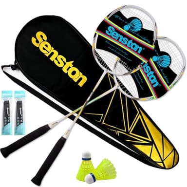 Senston Graphit Badminton Set Profi Badmintonschläger Leichtgewicht Badminton Schläger Federballschläger Set für Training, Sport und Unterhaltung mit Schlägertasche