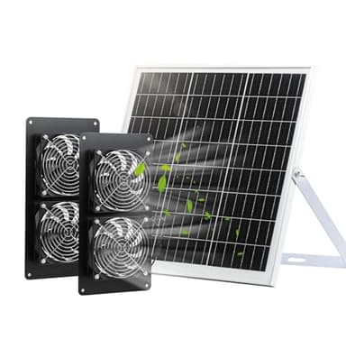 SUNYIMA Solar Ventilator, IP65 Wetterfester Solar Lüfter mit 20W Solarpanel und DC 4 ventilator für Kleine Hühnerställe, Gewächshäuser, Schuppen, Haustier Häuser, Fenster Auspuff