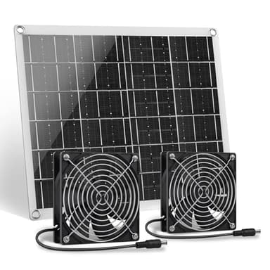 ZINIKIF Solar Ventilator, 15W Solarpanel Ventilator mit Zwei IP67 Wasserdicht für Kleine Hühnerställe, Gewächshäuser, Schuppen, Tierhäuser, Ansaug- oder Abluft