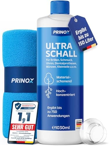 PRINOX Ultraschallreiniger Konzentrat 1030ml - Extrem ergiebig - Für Brille, Schmuck, Gebiss & Kleinteile - Für Ultraschallgeräte, Ultraschallbad