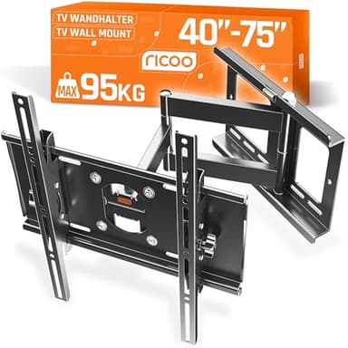 RICOO R23-S TV Wandhalterung Schwenkbar für 40-75 Zoll Fernseher Halterung Neigbar Schwenkarm Fernsehhalterung für Wand Flach Smart OLED Curved Wand-Halter Fernseh-Arm bis 95-Kg & VESA 400 x 400