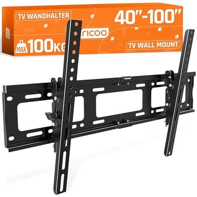 RICOO R17 TV Wandhalterung Fernseher Halterung 40-100 Zoll TV Halterung Flach Slim bis 100 kg VESA 200x200 bis VESA 700x400 Wandhalterung Fernseher Wand Fernsehhalterung Neigbar auch 55 75 65 85 Zoll