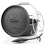 BBQ-Toro Dutch Oven Alpha Serie | 3,1 Liter (DO45AX), Topf ohne Füße | bereits eingebrannt - preseasoned | Gusseisen Kochtopf | Bräter mit Deckelheber