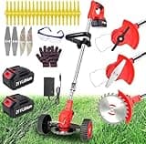 Akku-Rasentrimmer 21V Elektrischer Rasentrimmer - Rasentrimmer Mit 4.0AH Akku-Batteriebetriebener Garten-Rasen-Unkraut-Trimmer Elektro-Trimmer Gartenkantenfräser mit 3 Arten Klingen für Garten, Hof