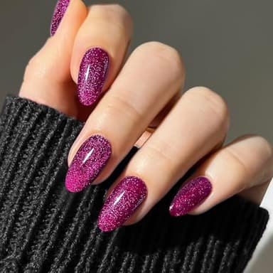 JMEOWIO Nagelfolie UV Härtend Lila Rot Glitter UV Katzenaugen Gel Nail Strips Nagelsticker Nagelaufkleber Nail Art Dekoration Nageldesign Zubehör