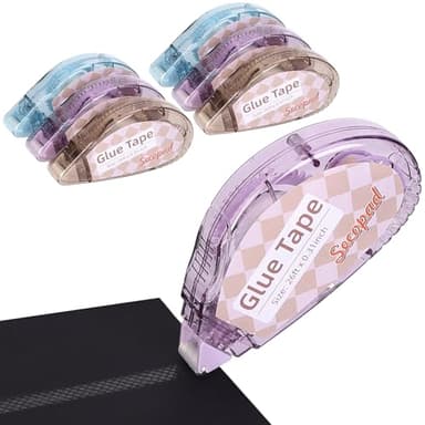 Secopad 6 Stück Fotokleber Doppelseitig Selbstklebend Kleberoller, Scrapbook Zubehör Kleberoller Maus für Basteln Scrapbook, Foto, Fotoalbum, Basteln, Klebemaus Kit, 8 mm x 8 m