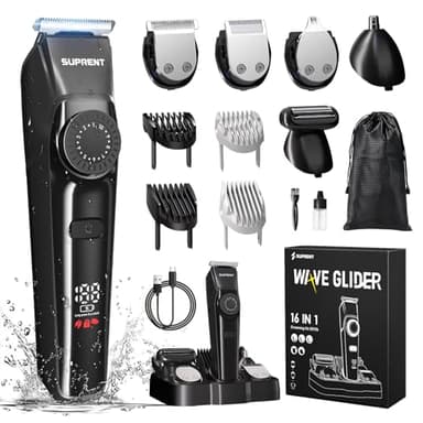 SUPRENT Barttrimmer Herren, All-in-1Bartschneider Nasenhaartrimmer Kabellos, 210 Min Laufzeit & Wasserdicht Rasierer Elektrisch mit 40 Längen, Trimmer für Gesicht/Kopf/Körper