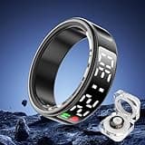 Smart Ring für Herren Damen - 2025 AI Fitness Tracker 5 ATM Wasserdicht mit Temperaturmessung,100+ Sportmodi,Schlafmonitor,Herzfrequenz, SpO2, Smartring für Android iOS (Schwarz, #11（mit LED-Display))