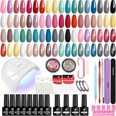 Phoenixy Gelnägel Starterset, 24 Farben Gel Nägel Set mit 48W UV Lampe für Gelnägel, Geschenke für Frauen U V Nagellack Set Für Anfänger