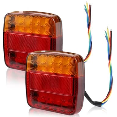 Abnaok 2 PCS LED Rückleuchten Anhänger, 12V Wasserdichte Anhängerbeleuchtung Rücklicht KFZ Heckleuchten mit ECE E-Geprüfte Blinker Zubehör für Traktor PKW LKW RV Caravan