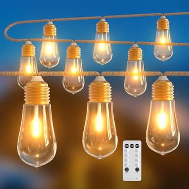 JVURICE® Lichterkette Außen Mit 24 Glühbirnen 12M LED Lichterkette Aussen Innen Outdoor Wetterfest RGB Warmweiß 8 Modi Timer Dimmbar für Vintage weihnachten Deko Garten Balkon Terasse Hochzeit Party