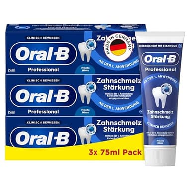 Oral-B Professional Zahnschmelz Stärkung Zahnpasta - 3x75ml, Zahncreme/Toothpaste, Made in Germany, Frische Minze Geschmack