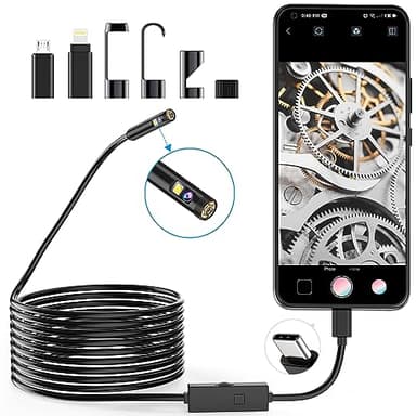 1920P Dual Lens Endoskop Schlange Inspektionskamera, Typ C Endoskop, Scope Kamera mit 8 LED Leuchten für Android und iOS Smartphone, iPhone, iPad, Samsung (16.5FT/5M)