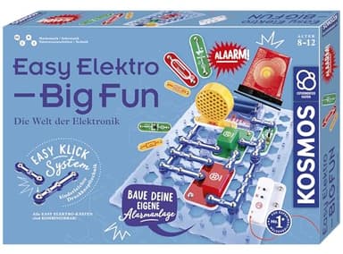 KOSMOS 620608 Easy Elektro - Big Fun, spannende Experimente zu Stromkreisen mit Reihen- und Parallelschaltungen, Radio Bauen, Sound-Anlage, Alarm-Anlage, Experimentierkasten für Kinder , Mittel