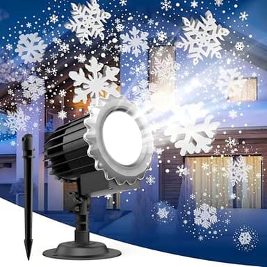 Projektor Weihnachten Aussen, Dynamisches 3D-Schneeflocken Weihnachtsdeko Outdoor, Wasserdichte Rotierender Projektor-Weihnachtsbeleuchtung für Weihnachtsdekoration im Innen und Außenbereich