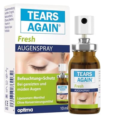 TEARS AGAIN Fresh 10ml - Augenspray gegen trockene Augen, auch für Kinder geeignet - Hilft bei müden und gereizten Augen - Ohne Konservierungsstoffe - Frische Augen mit Menthol