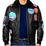 Top Gun-Jacke für Herren, echtes Leder, Fliegerjacke, Fliegerjacke, 2. Weltkrieg Gr. XL, Schwarz