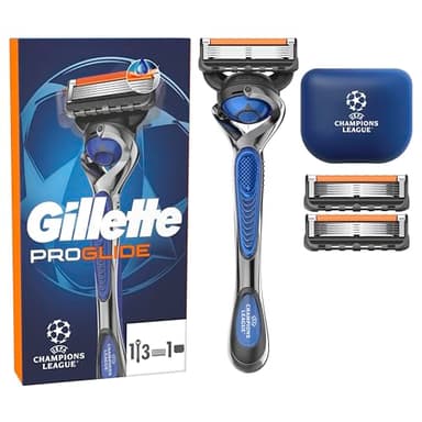 Gillette Fusion5 Proglide UEFA Champions League Special Edition, 1 Rasierer 3 Ersatzklingen mit neuem Everglide Gleitstreifen für noch sanfteres Gleiten, inkl. Reiseschutzkappe