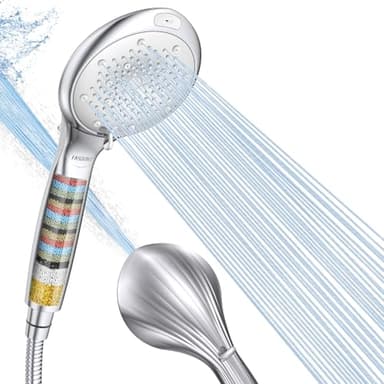 FASDUNT Duschkopf mit Filter Gegen Kalk, 8 Strahlarten Hochdruck Duschkopf mit Schlauch 2M, 20 Schichten Filtrier Shower Head für Hartes Wasser, Rest-Chlor, Schwermetall