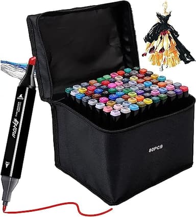 Kebuye ebuye Alkohol Marker Set, Alcohol Twin Marker 80 Farben, Meißel & Feine Verdoppelt Spitzt Alkohol Permanenter Marker Stifte für Manga, Design, Malerei, Zeichnung