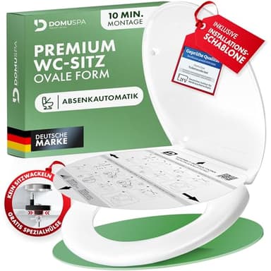 DomuSPA Toilettendeckel - WC Sitz mit Absenkautomatik - antibakterieller Toilettensitz mit Quick-Release Funktion - Toilettendeckel oval - Toilettendeckel mit Absenkautomatik - Toilet Seat