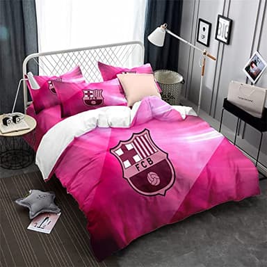 CHAOSE-DEB Football Team FC Barcelona Mikrofaser Quiltset Mit Reißverschluss Bettwäsche Bettbezug Und Kissenbezüge (50x75cm) Pflegeleicht Weich Für Erwachsene Teenager (Muster 05,135 x 200 cm)