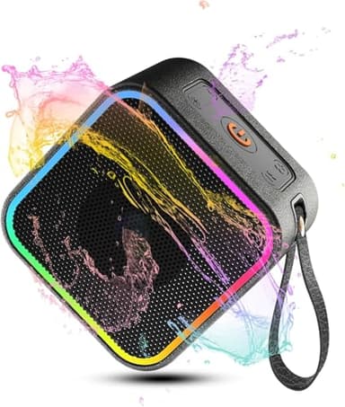 Dyurwa Bluetooth Lautsprecher mit Tiefer Bass, Musikbox Bluetoot h 5.3 mit Dual Lautsprecher, 10H Akku, Tragbarer Box Freisprechen, RGB Licht, Bluetooth Speaker IPX6 Wasserdicht für Party, Outdoor