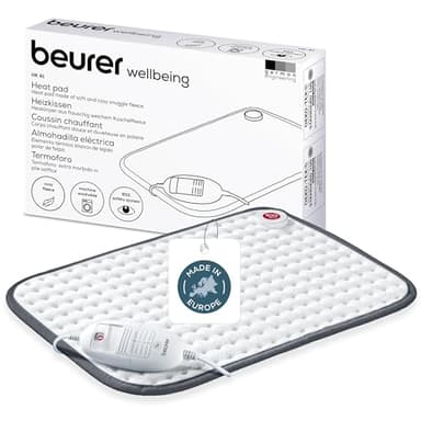 Beurer Heizkissen HK 41, kuscheliges Wärmekissen mit 3 Temperaturstufen und Abschaltautomatik, maschinenwaschbar, made in Europe, weiß / grau, 44 x 33 cm