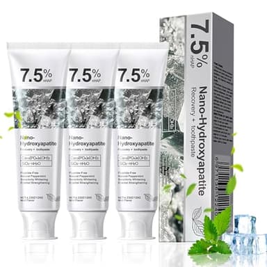 Puasok 3 Stück Hydroxylapatit Zahnpasta, Fluoridfreie Zahnpasta für empfindliche Zähne, Zahnschmelzschutz & Aufhellung, Sanfte Zahnpflege für Erwachsene (je 120g)